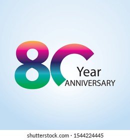 80 Year Anniversary Logo Vector Template Design Illustration