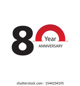 80 Year Anniversary Logo Vector Template Design Illustration