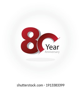 80 Year Anniversary Logo Vector Template Design Illustration