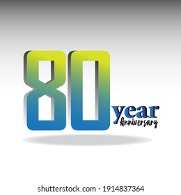 80 Year Anniversary Logo Vector Template Design Illustration blue and white