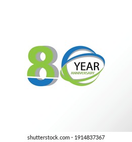 Modelo vectorial de logotipo de 80 años Diseño Ilustración azul y blanco