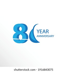 80 Year Anniversary Logo Vector Template Design Illustration blue and white