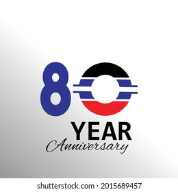 80 Year Anniversary Logo Vector Template Design Illustration White Color