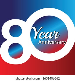 80 year anniversary logotype with simple ribbon isolated on blue background for celebration event