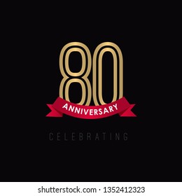 80 year Anniversary Luxury Gold Black Logo Vector Template Design Illustration