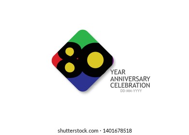 80 year anniversary, minimalist logo years, jubilee, greeting card. invitation - Vector 