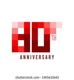 80 Year Anniversary Pixel Model Vector Template Design Illustration
