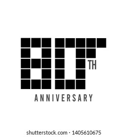 80 Year Anniversary Pixel Model Vector Template Design Illustration