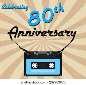 80 year anniversary retro label, 80th anniversary decorative retro poster - vector illustration