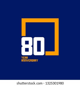 80 Year Anniversary Square Vector Template Design Illustration
