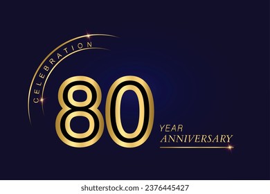  80 year anniversary vector banner template.Dark Blue Golden Royal anniversary Graphics Background.Growing Elegant Shine Spark. Luxury Premium Corporate Abstract Design Template.modern Shape Post.