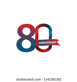 80 Year Anniversary Vector Template Design Illustration