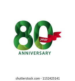 80 Year Anniversary Vector Template Design Illustration