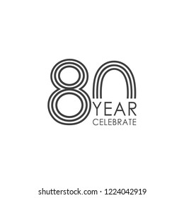 80 Year Anniversary Vector Template Design Illustration