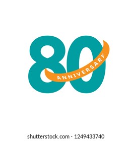 80 Year Anniversary Vector Template Design Illustration.