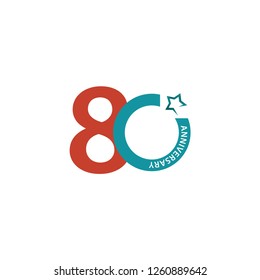 80 Year Anniversary Vector Template Design Illustration