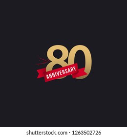 80 Year Anniversary Vector Template Design Illustration