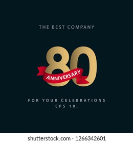 80 Year Anniversary Vector Template Design Illustration