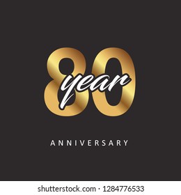 80 Year Anniversary Vector Template Design Illustration.