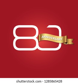 80 Year Anniversary Vector Template Design Illustration.