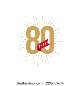 80 Year Anniversary Vector Template Design Illustration