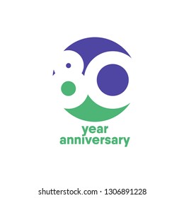 80 Year Anniversary Vector Template Design Illustration