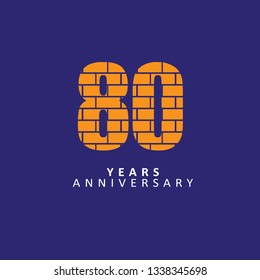80 Year Anniversary Vector Template Design Illustration, flat design with pattern.