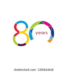 80 Year Anniversary Vector Template Design Illustration