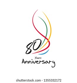 80 Year Anniversary Vector Template Design Illustration, with flat design.