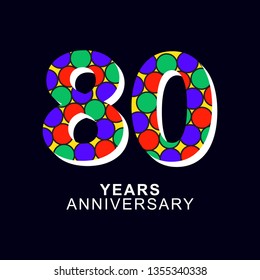 80 Year Anniversary Vector Template Design Illustration, with flat design.