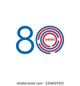 80 Year Anniversary Vector Template Design Illustration