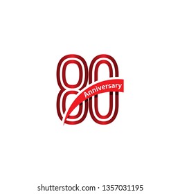 80 Year Anniversary Vector Template Design Illustration