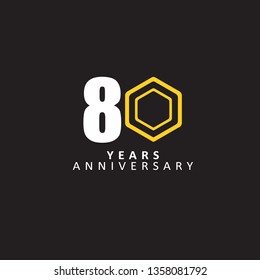 80 Year Anniversary Vector Template Design Illustration, with flat design.