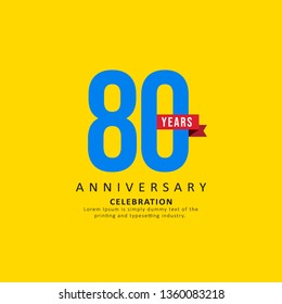80 Year Anniversary Vector Template Design Illustration, with flat design.