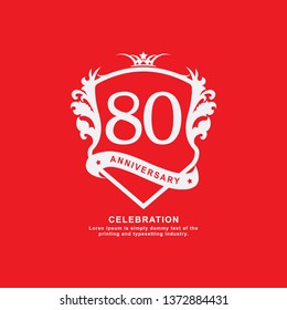 80 Year Anniversary Vector Template Design Illustration, with flat design.