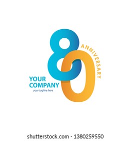 80 Year Anniversary Vector Template Design Illustration