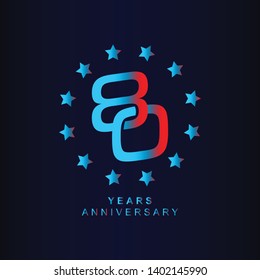 80 Year Anniversary Vector Template Design Illustration