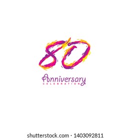 80 Year Anniversary Vector Template Design Illustration