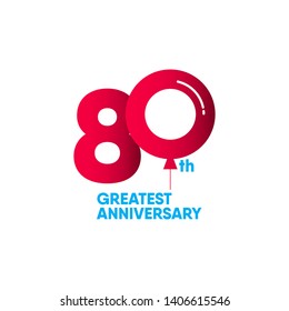 80 year anniversary vector template. Design for your celebration. Design for advertising, poster, banner or print.