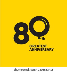 80 year anniversary vector template. Design for your celebration. Design for advertising, poster, banner or print.