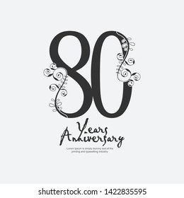 80 Year Anniversary Vector Template Design Illustration.