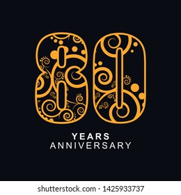 80 Year Anniversary Vector Template Design Illustration.