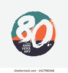 80 Year Anniversary Vector Template Design Illustration.