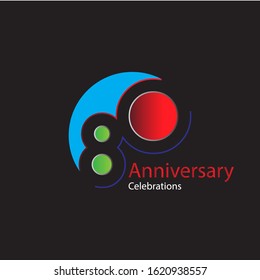 80 Year Anniversary Vector Template Design Illustration