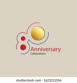 80 Year Anniversary Vector Template Design Illustration
