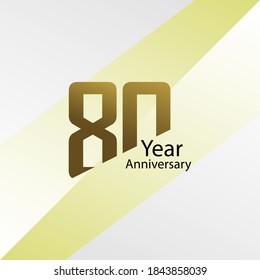 80 Year Anniversary Vector Template Design Illustration Gold Elegant
