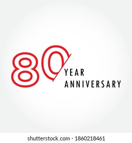 80 year anniversary vector template