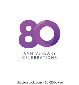 80 year anniversary vector template. Design for celebration, greeting cards or print.
