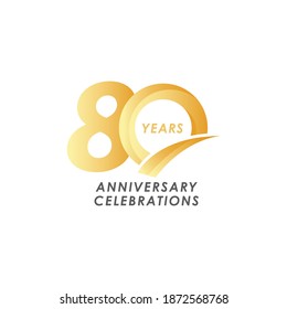 80 year anniversary vector template. Design for celebration, greeting cards or print.