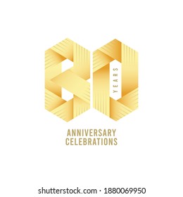 80 year anniversary vector template. Design for celebration, greeting cards or print.